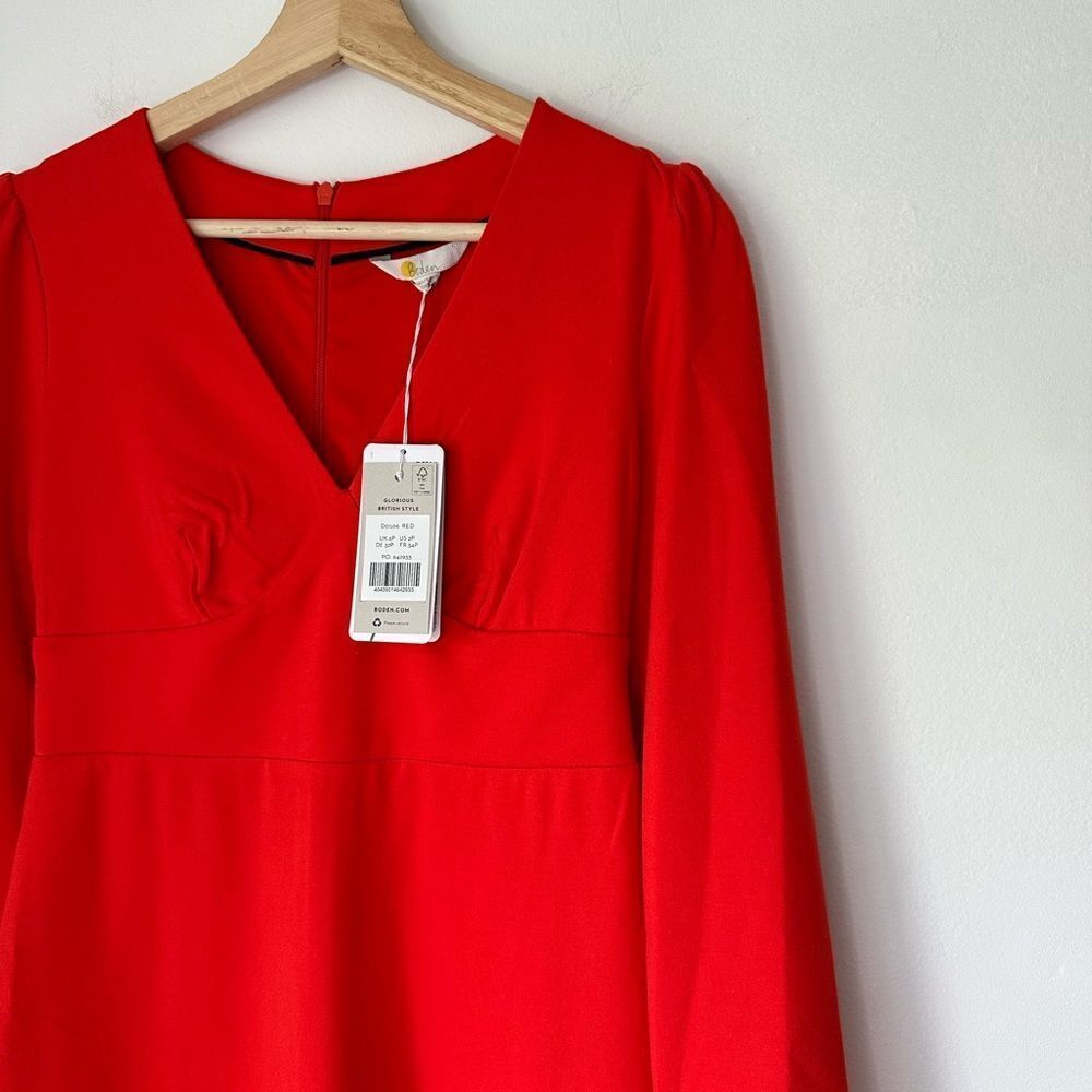 Boden Column Jersey Midi Tea Dress Size 2P NWT Long Sleeve V-Neck Classic - Picture 4 of 5
